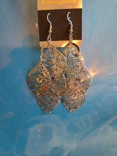2 Inch Silver Color Long Tear Drop Layered Fashion Earrings .