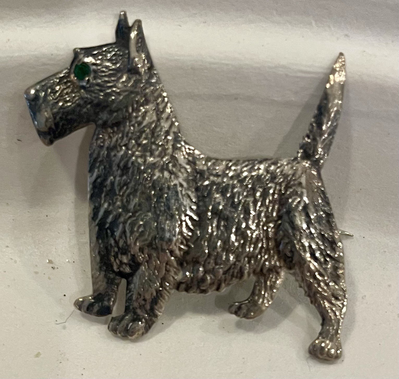 Sterling Silver Scottish Terrier Pin/Brooch Antique English Dog