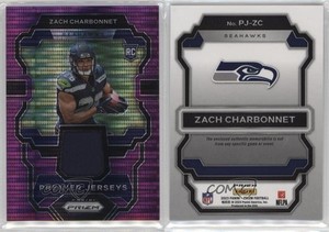 2023 Panini Prizm Premier Jerseys Purple Pulsar Zach Charbonnet #PJ-ZC Rookie RC