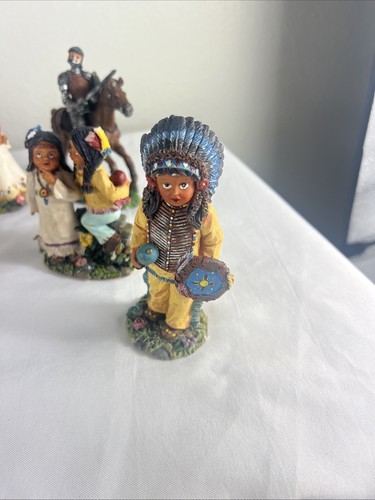 Vintage K's Collection 15 Native American Resin Figurines Children Adult Chief - Picture 3 of 23
