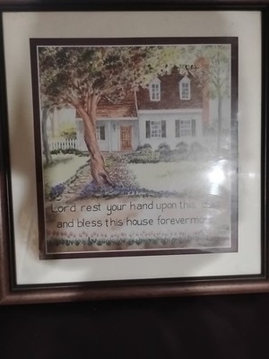 Lord Rest Your Hand Upon This Door Picture In Frame Religious Art Vintage
