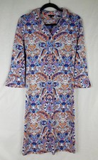 Talbots Shirt Dress Women Size M Multicolor Floral 3/4 Sleeve Casual Business