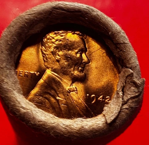 1942-P OBW OLD BANK WRAP ROLL BU UNCIRCULATED LINCOLN WHEAT CENT PENNIES