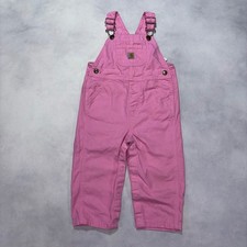 Carhartt Bib Overalls Toddler Girls Size 24 Months Pink Canvas Cotton Snap 2T
