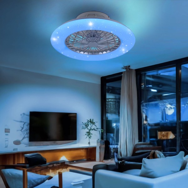 Deckenventilator Deckenlampe Led Rgb Dimmbar Sterneneffekt Fernbedienung D 50 Cm-image