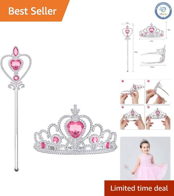 #ad Enchanting Princess Dress Up Accessories 2PCS Crown amp; Wand Set for Girls $12.95