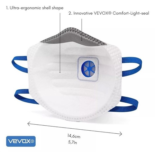 2 Boxes VEVOX® FFP2 Dust Mask, 10 Valved Face Masks - Respirator - Protection - Picture 5 of 9