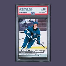 MACKLIN CELEBRINI 2024-25 UPPER DECK SERIES 2 #451 YOUNG GUN PSA 10 GEM MINT