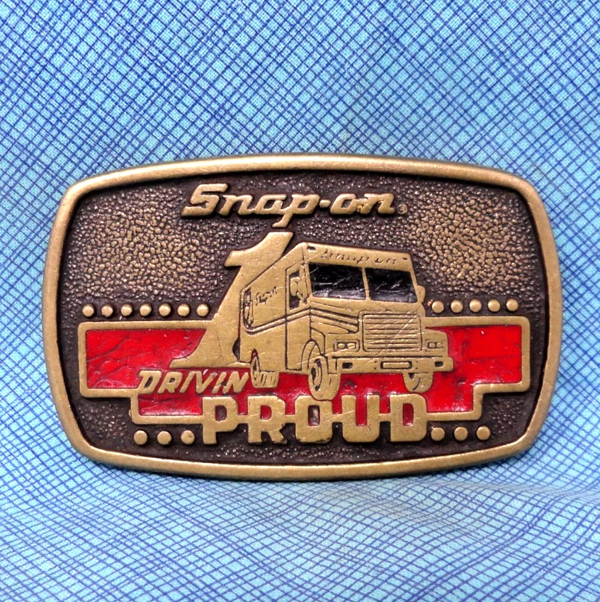 Snap-On 1 Drivin Proud 工作皮带扣移动特许经营黄铜复古 BTS .GMP232 — 第 2/4 张图片