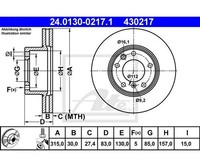 2 St. Bremsscheibe Ate 24.0130-0217.1 FüR Mercedes-Benz Puch
