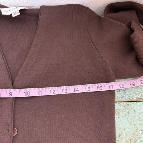 Vintage Emanuel Ungaro Silk Blend Cardigan Brown Button Front Sweater Size S Y2K - Picture 20 of 21