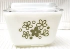 Vtg Pyrex Spring Blossom Green 501 Refrigerator Dish with Lid Crazy Daisy MCM GA