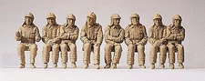 Preiser 10483 HO Seated German Firefighter Driver & Crew Figures (Set of 8)