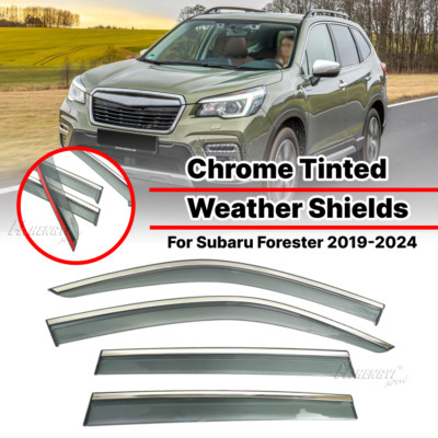 For 2019-2024 Subaru Forester Chrome Trim Style Window Visors Rain Guards