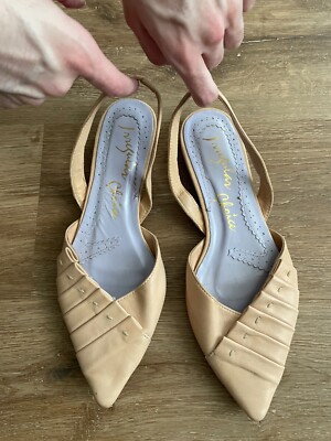 IRREGULAR CHOICE Leather Slingback Sandals. Cream. Size 40.5