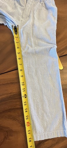 E Land Boys Sz 6 Dress Pants Blue & White Seersucker Cotton Flat Front Adj Waist - Picture 6 of 8