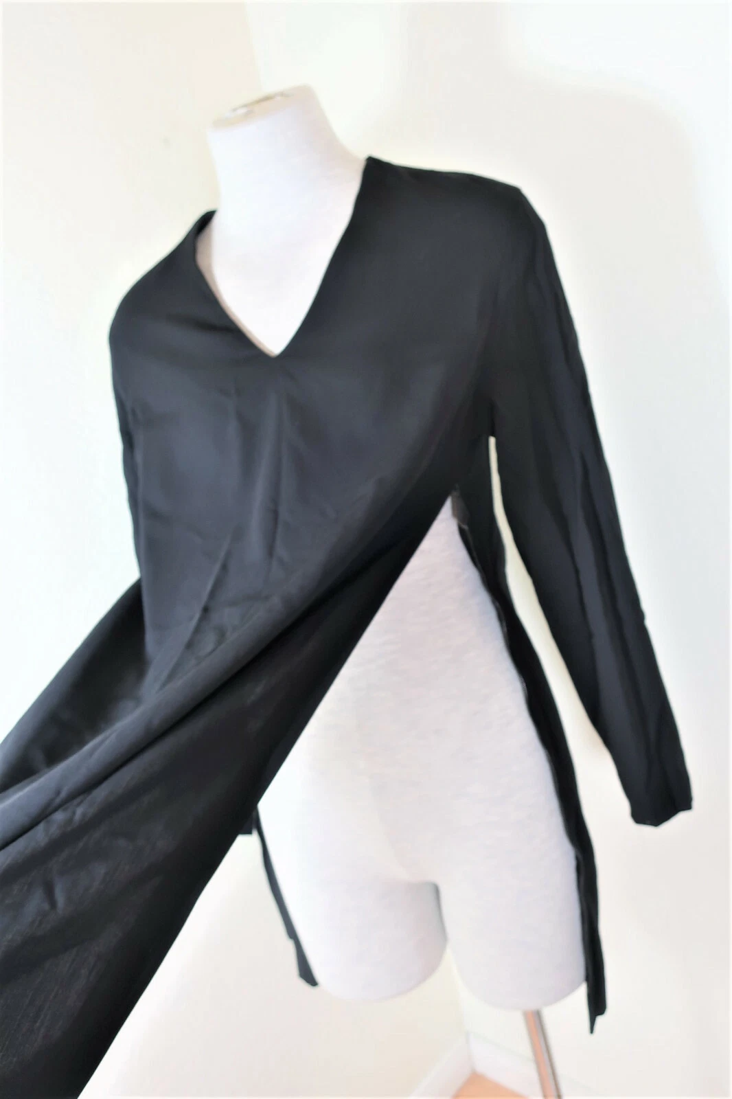 HERMÈS Abito HERMES nero in lana nera lati fessura maniche lunghe con soffitto taglia 36 4 5 6