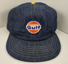 Gulf Denim Hat Ball Cap Truckers Snapback Vintage 70’s Oil Gas Victory Caps