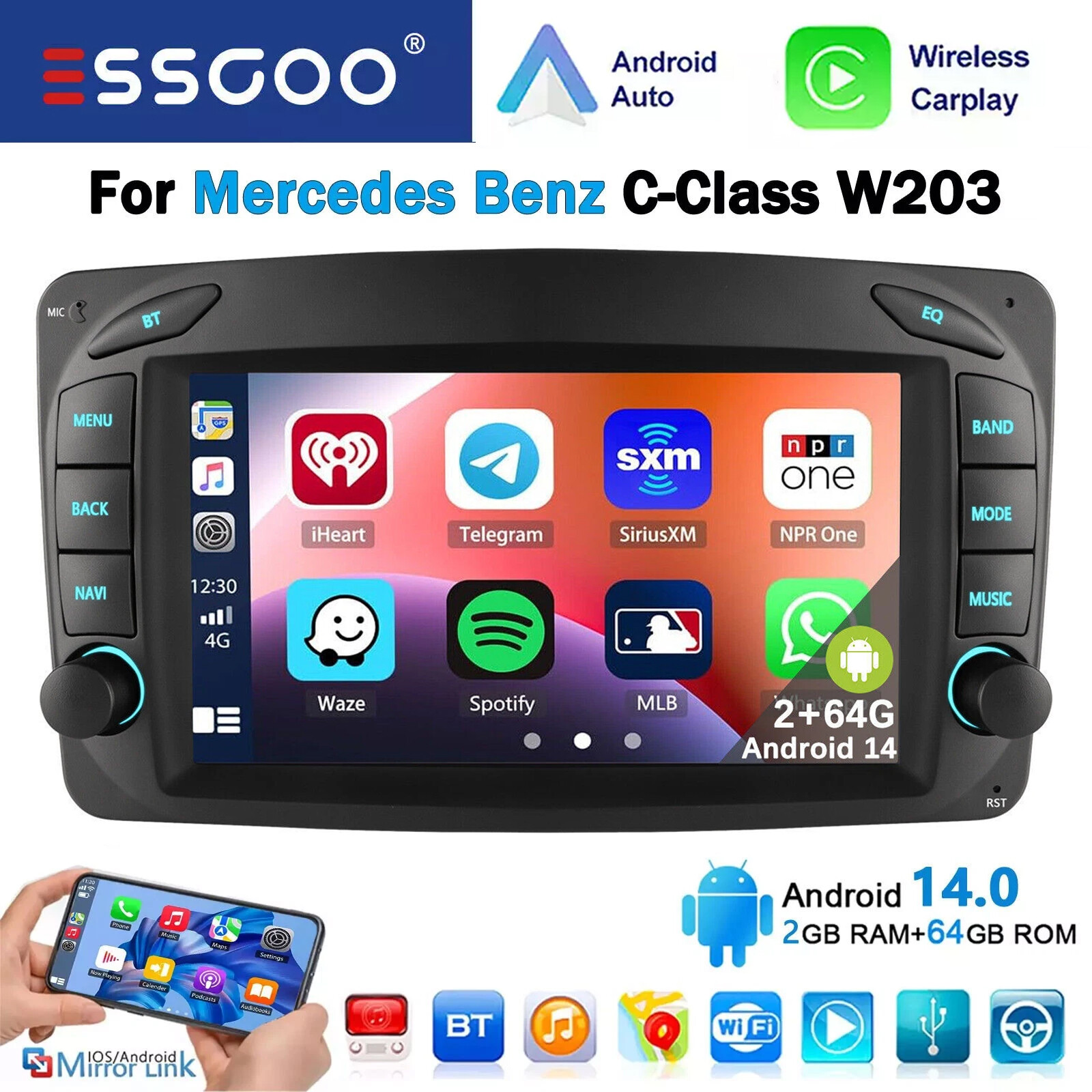 Gps Navi Android 14 64g For Mercedes C-w203 W209 Clk320