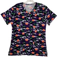 Halloween Scrub Top Size M Medical Pumpkin Heathcare RIP Jackolantern Workware