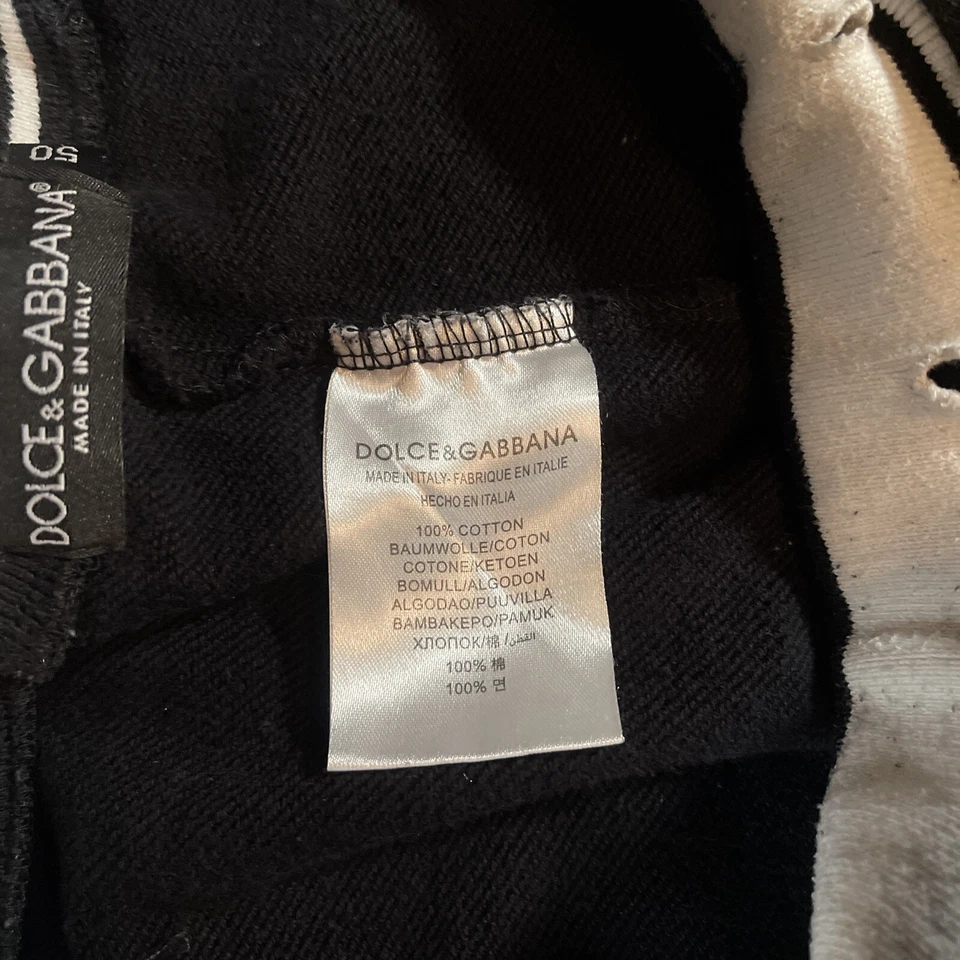 DOLCE & GABBANA Cotton Track Jogging Pants with Sacred Heart Logo Black - Image 4 of 4