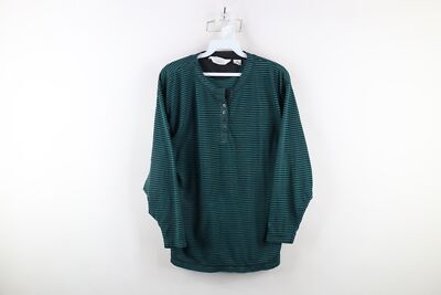 Vintage 90s Streetwear Womens Medium Faded Striped Long Sleeve Henley T-Shirt