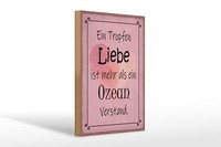 Holzschild Spruch 20X30Cm Ein Tropfen Liebe Mehr Als Ozean Schild Wooden Sign