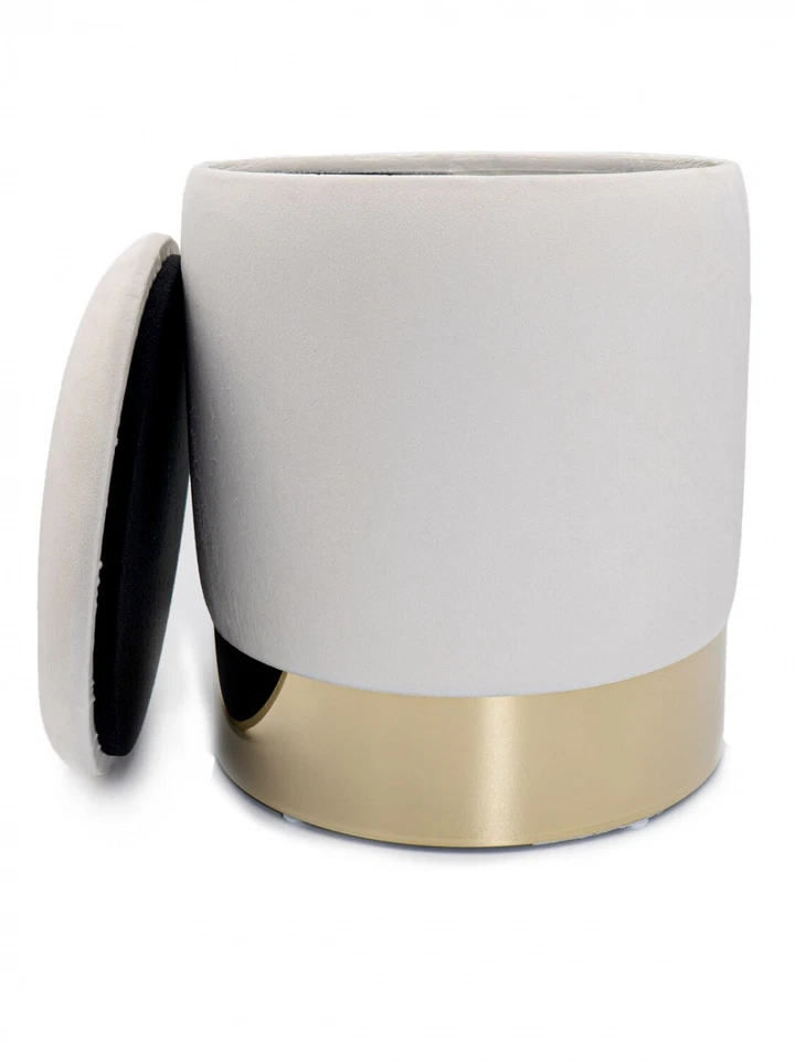 Samthocker Ø 31 H 38 cm Velour Hocker mit Stauraum u. Deckel - Deko Hocker Samt - Bild 2 von 4