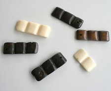 Bone Beads Wavy Rectangles Brown Black White Loose Drilled