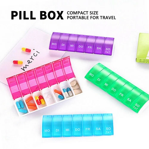 7 Tage Pillenbox Tablettendose 7 Fächer Pillendose Pillenspender Medikamentenbox - Bild 2 von 15