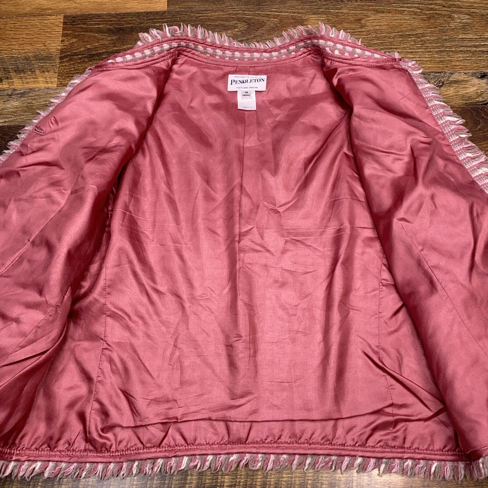 Vintage Pendleton Suit Womens 12 14 Blazer Skirt Set Wool Rose Manor USA NEW - Image 3 of 4