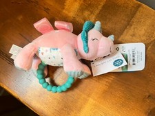 MARY MEYER BABY TAGGIES AROAR A SAURUS TEETHER RATTLE PINK NEW