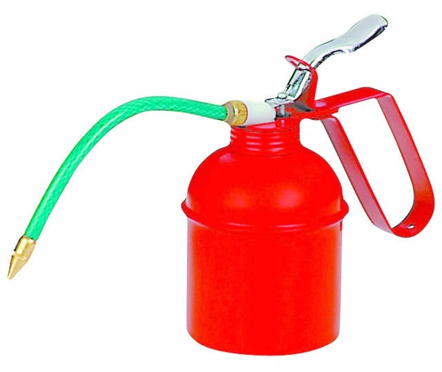 20 Oz Ounce 1 Pint Red Metal Oil Can Thumb Pump Oiler Flexible