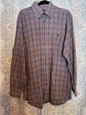 Scott Barber Mens Plaid Long Sleeve Button-Down Shirt L 100% Cotton...