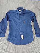 Kenneth Cole Unlisted Men's Dress Shirt Slim Fit Solid, Navy Medium