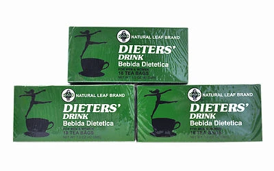 Dieters' Drink Bebida Dietetica Natural Leaf Brand Dieters 54 Tea Bag 3 Boxes