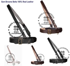 Sam Browne Military Leather Belt Crossover Shoulder Strap British Army Officers