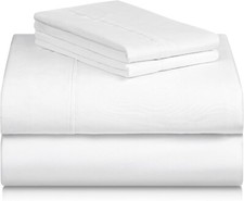 LuxClub 4pc. Twin Sheet Set Luxury Bed Sheets 18" Deep Pockets NEW White