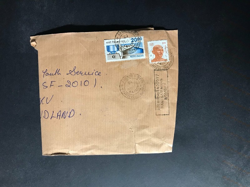 India Registered Cover to Finland City Cancel 1980s-1990s Cover #2338