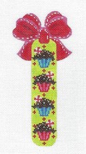 Cupcakes Candy Stick with Bow handpainted 18mesh Needlepoint Canvas Kelly Clark
