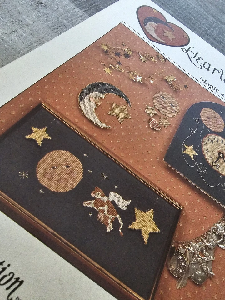Vtg Heart Strings Magic And Moonbeams Cross Stitch Halloween Pattern 1991 121b - Image 3 of 4