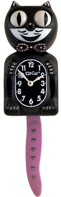 Black Kit Cat Klock Swarovski Authorized Edition Custom Fushia Jeweled Clock