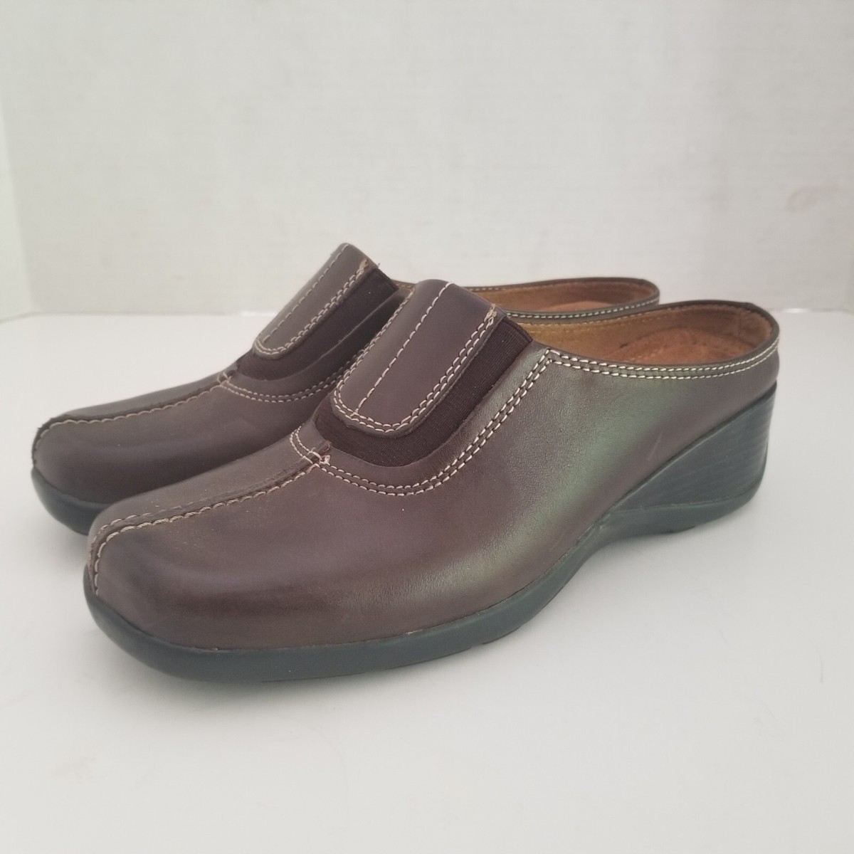 Naturalizer Allia Mules Womens M Brown Leather Slip On Casual