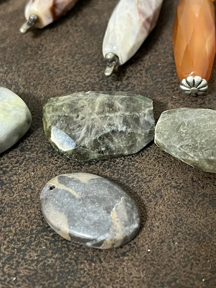 Pendientes de lágrima natural de 11 piezas ganchos largos colgantes boho de plata de ley Foto 2 de 4