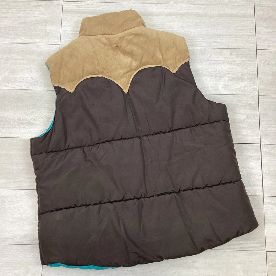 Chaleco Roper Western Reversible Marrón Turquesa Cremallera Completa Puffer Chaqueta Mujer’s XL Foto 4 de 4