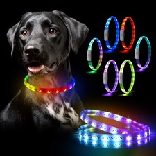 LED Dog Collar - Color Changeable Light Up Dog Collars USB Rechargeable,15 Li...