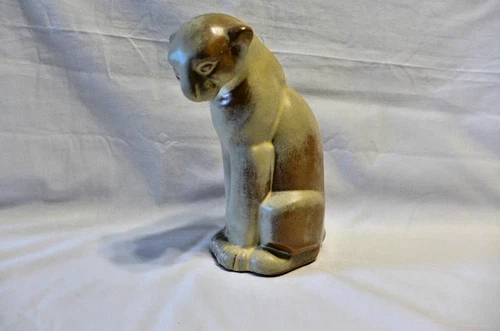 Vintage Frankoma Sitting Puma #114 Sapulpa Clay Desert Gold & Brown  7"
