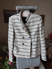 Promod Women white classic with black stripes Jacket Size UK 8 