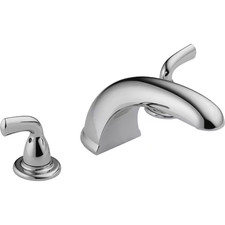 Foundations 2-Handle Deck-Mount Roman Tub Faucet Trim Kit Only in Chrome Valve