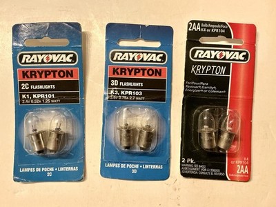 Rayovac Krypton Bulbs, 3 Packs, 2AA, 2C, And 3D Flashlights, 6 Bulbs 1 Price!